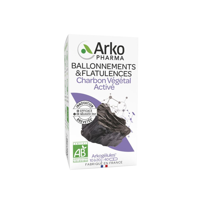 Arkopharma Arkogélules charbon végétal activé bio 40 gélules Arkopharma Arkogélules charbon végétal activé bio 40 gélules