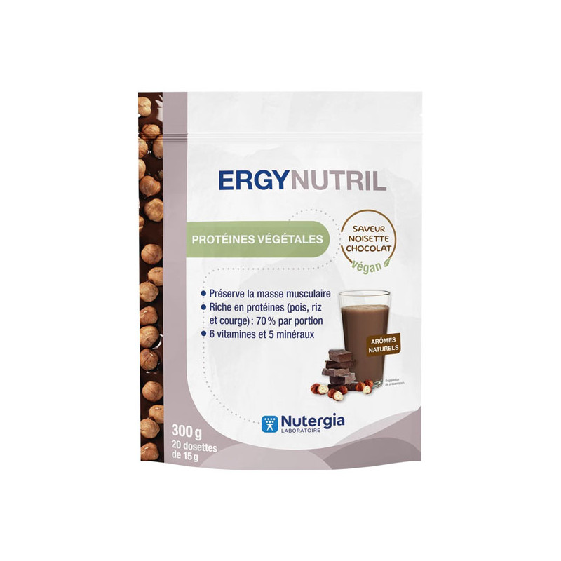 Nutergia Ergynutril Végan saveur noisette chocolat 300gr Nutergia Ergynutril Végan saveur noisette chocolat 300gr