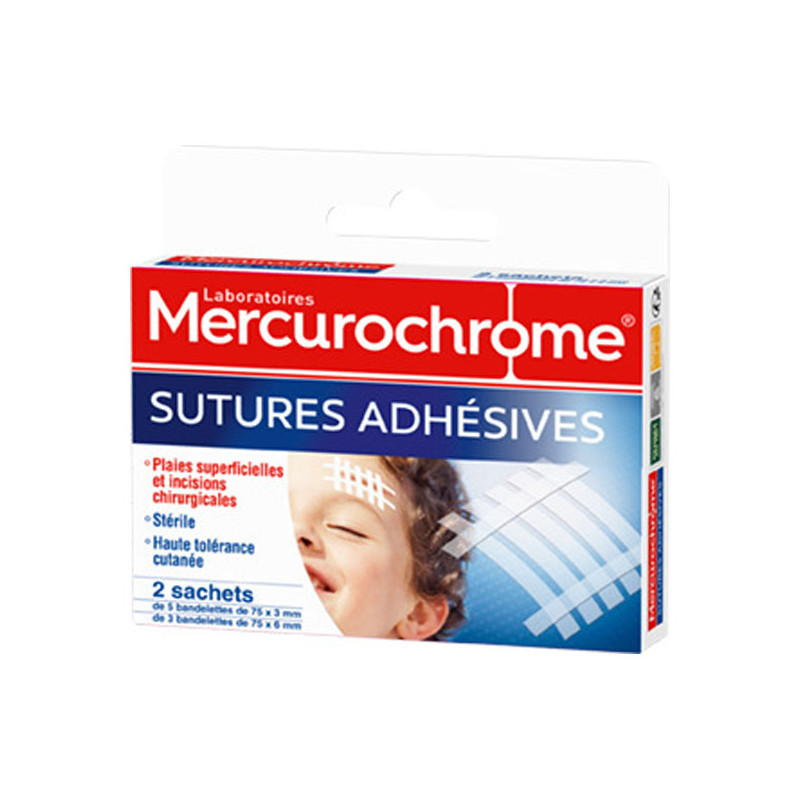 Mercurochrome Sutures Adhésives 2 sachets 16 strips Mercurochrome Sutures Adhésives 2 sachets 16 strips