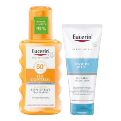 Eucerin Oil Control Spray Solaire Transparent SPF50+ 200ml + Sensitive Relief Gel-Crème Après-Soleil 50ml