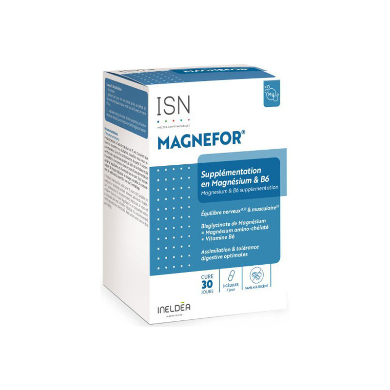 Ineldea Santé Naturelle Magnefor Supplémentation en magnésium et B6 90 gélules Ineldea Santé Naturelle Magnefor Supplémentation en magnésium et B6 90 gélules