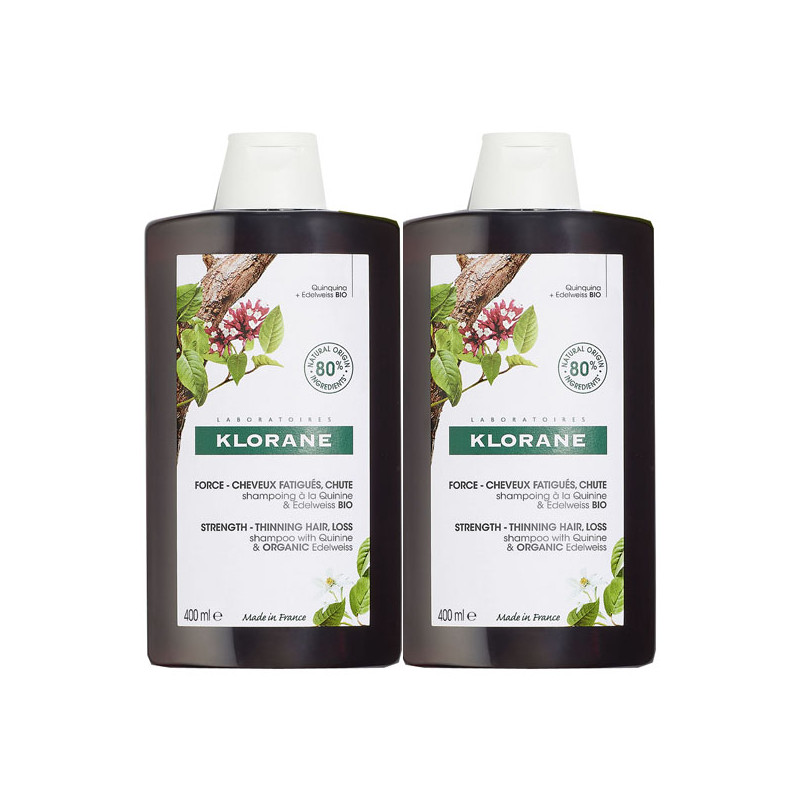 Klorane Shampoing à la Quinine & Edelweiss bio lot de 2x400ml Klorane Shampoing à la Quinine & Edelweiss bio lot de 2x400ml