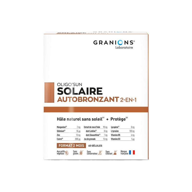 Granions Oligo'Sun autobronzant 2-en-1 - 2 mois 60 gélules Granions Oligo'Sun autobronzant 2-en-1 - 2 mois 60 gélules