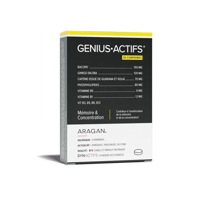 Aragan Synactifs GeniusActifs Mémoire & concentration 30 comprimés Aragan Synactifs GeniusActifs Mémoire & concentration 30 comprimés