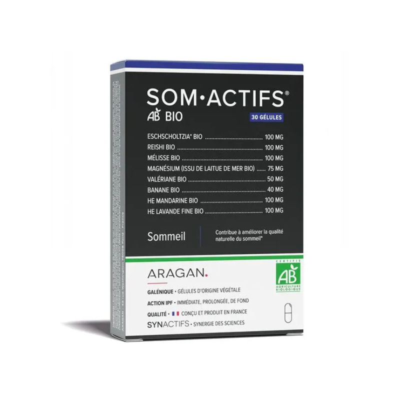 Aragan Synactifs SomActifs Sommeil bio 30 gélules Aragan Synactifs SomActifs Sommeil bio 30 gélules