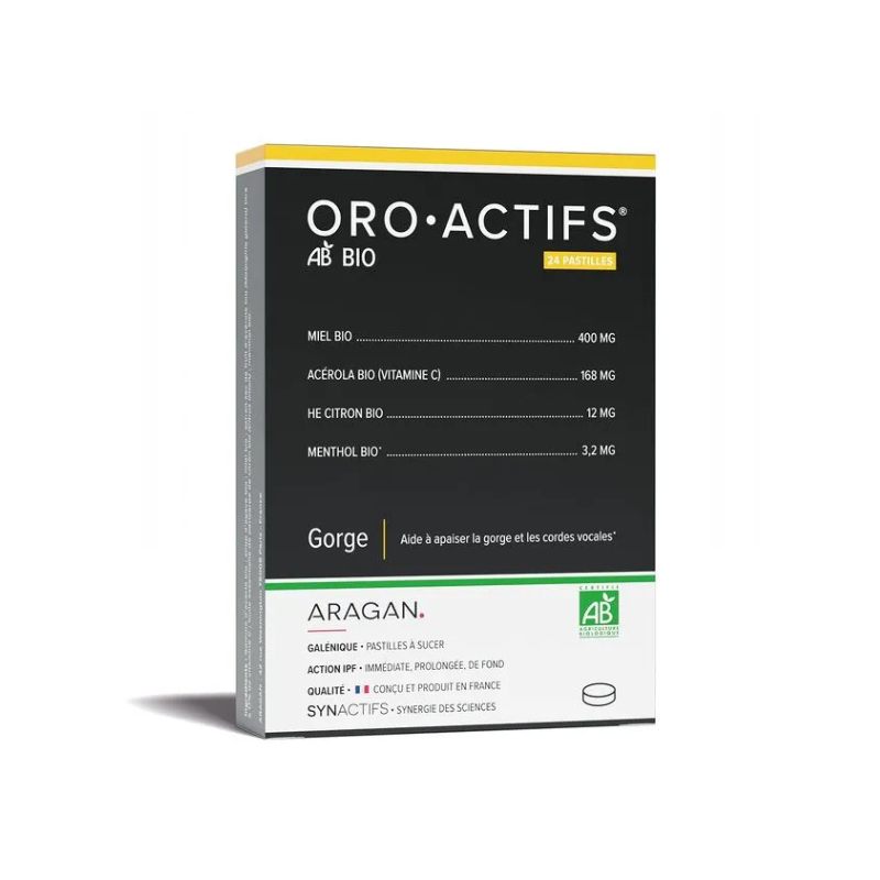 Aragan Synactifs OroActifs Gorge bio 24 pastilles