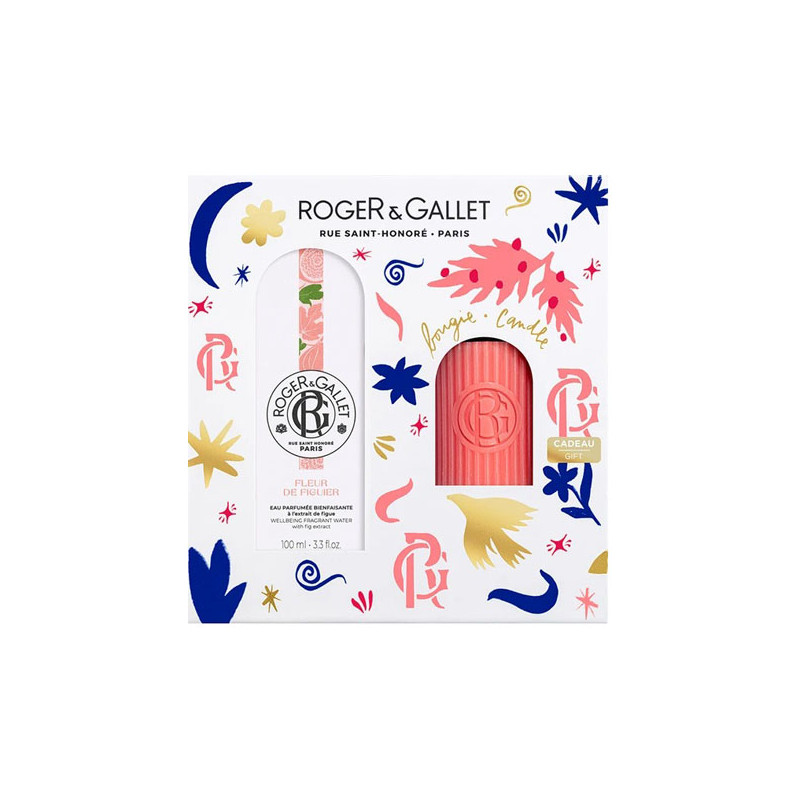 Roger Gallet Coffret Eau parfumée 100ml et Bougie fleur de figuier 75gr Roger Gallet Coffret Eau parfumée 100ml et Bougie fleur de figuier 75gr