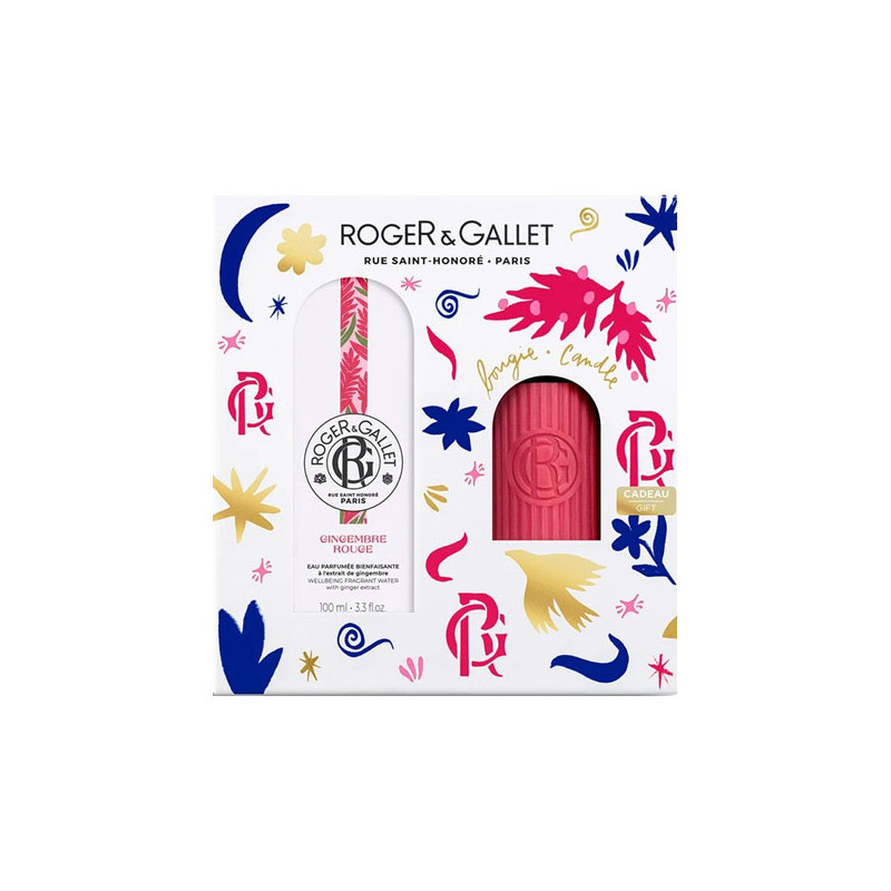 Roger Gallet Coffret Eau parfumée 100ml et Bougie gigembre rouge 75gr