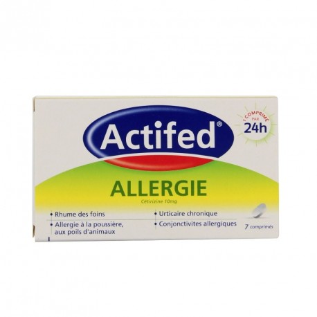 Actifed allergie cetirizine 10mg 7 comprimés