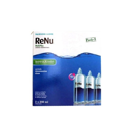 Renu Multiplus Fraicheur et Confort Solution Multifonctions Lentilles souples 3 flacons de 360ml + 3 étuis