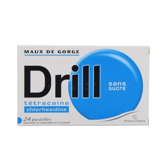 Drill Sans Sucre 24 Pastilles édulcorées à l'aspartam et à l'isomalt