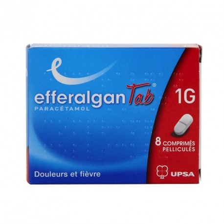 EfferalganTab paracétamol 1g 8 comprimés pelliculés