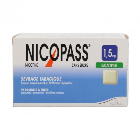 Nicopass 1.5Mg Sans Sucre Eucalyptus 96 Pastilles Édulcorées à Sucer