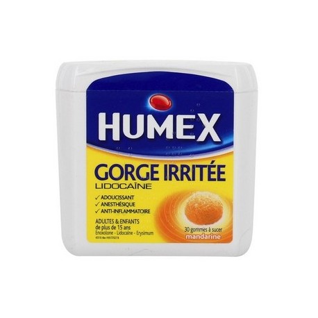 HUMEX GORGE IRRITEE LIDOCAINE gomme orale