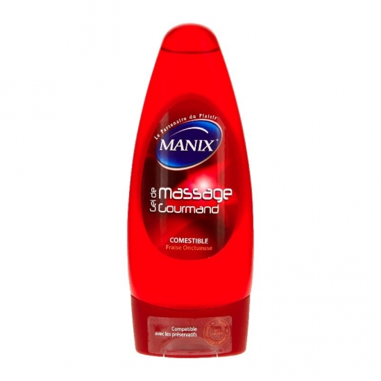 Manix Gel de Massage Gourmand Massant Fraise Onctueuse 200 ml 