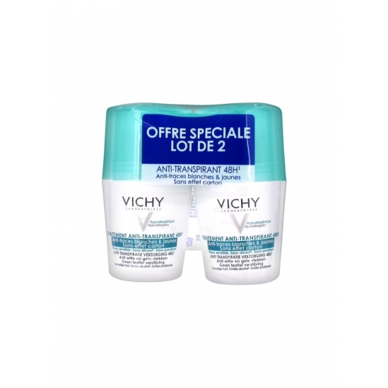 Vichy Déodorant Anti-Transpirant Anti-Traces Bille 48H Lot de 2 x 50 ml