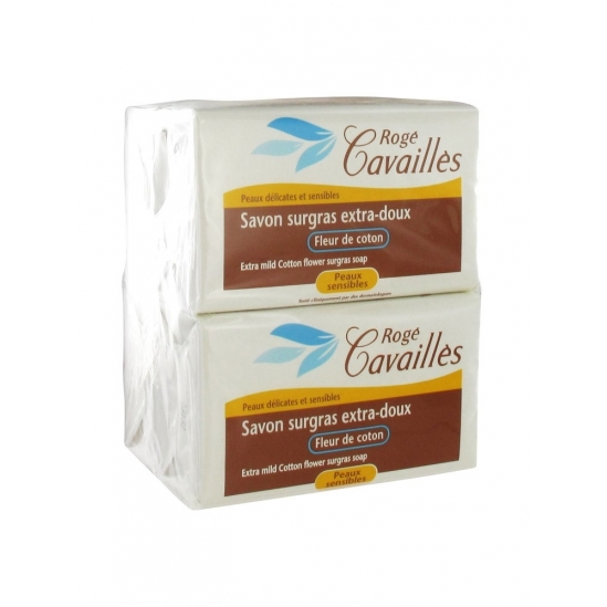 Rogé Cavaillès Savon Surgras Extra-Doux Fleur de Coton Lot de 3x250g + 1 Gratuit