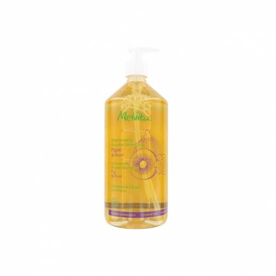 Melvita shampooing douche extra-doux figue et kiwi 1l