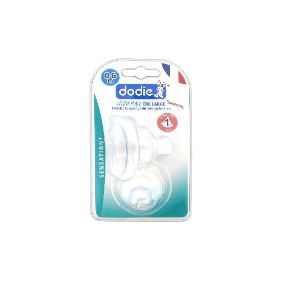 Dodie Sensation+ 2 Tétines Plate Col Large 0-6 Mois Débit 1 Lent