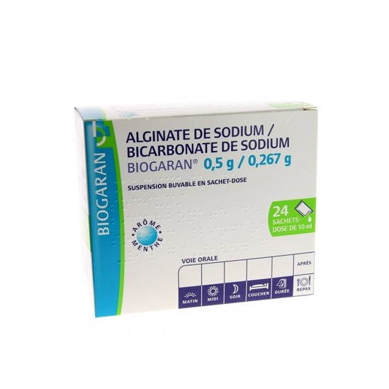 Alginate de sodium / Bicarbonate de sodium 24 sachets