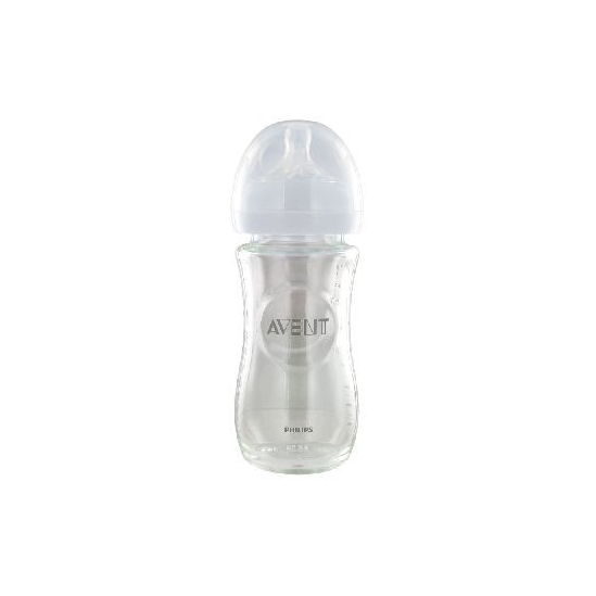 Avent Natural Biberon Verre Pur et Résistant 240 ml 1 Mois et +