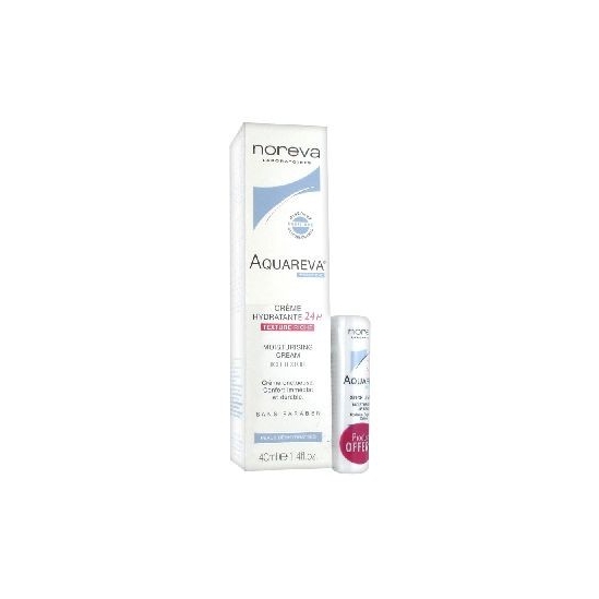 Noreva Aquareva Crème Hydratante 24H Texture Riche 40 ml + Stick Lèvres 4 g Offert