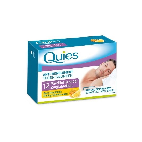 Quies anti ronflement 12 pastilles à sucer gout miel citron