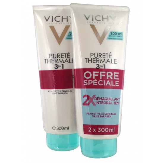 Vichy Pureté Thermale Démaquillant Intégral 3 en 1 Lot de 2 x 300 ml