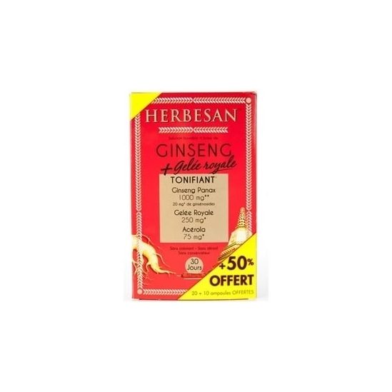 Herbesan ginseng + gelée royale 30 ampoules