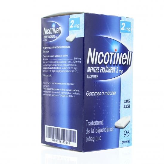 NICOTINELL 2mg MENTHE FRAICHE 96 gommes à mâcher