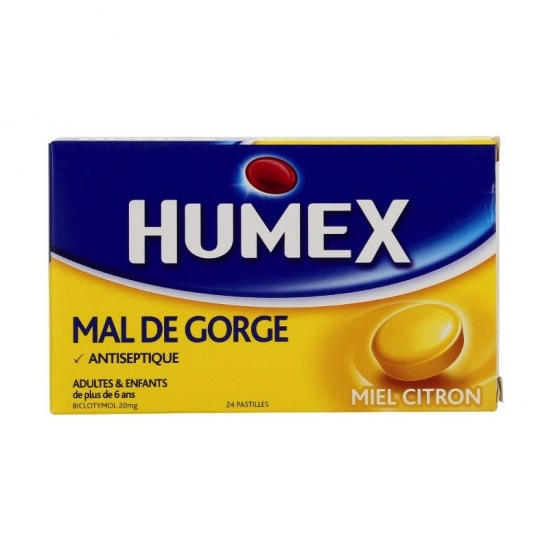 Humex mal de gorge miel citron  20mg 24 pastilles