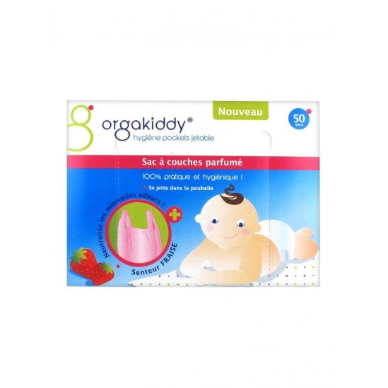 Orgakiddy Sac à Couches Parfumé 50 Sacs Senteur Fraise 