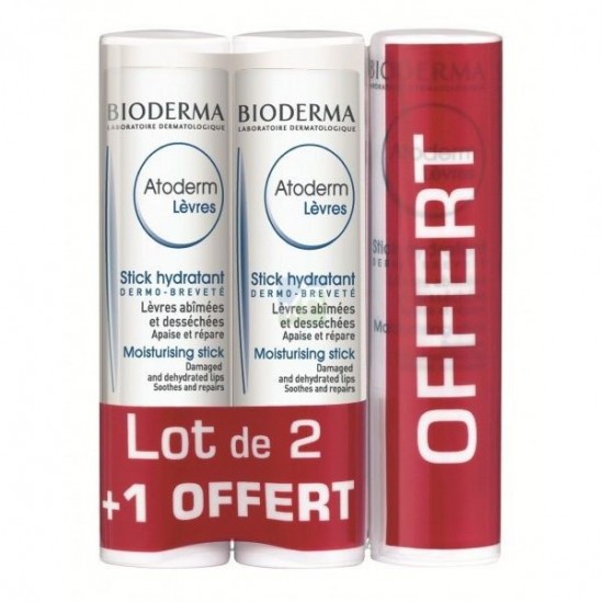 Bioderma atoderm stick lèvres 3 sticks x4g