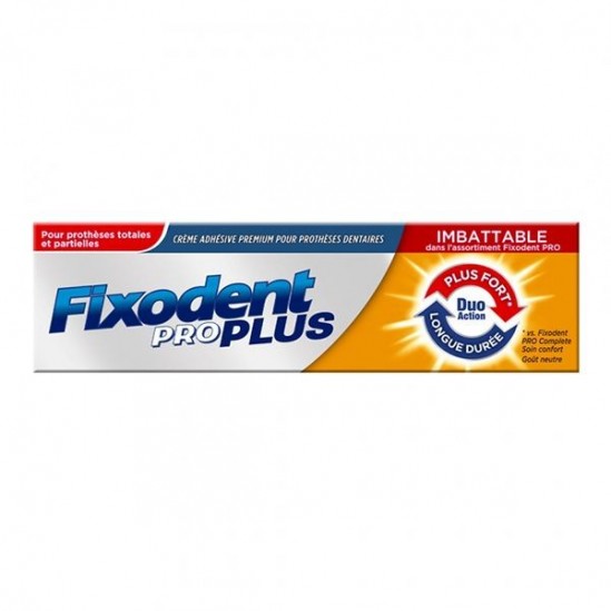 Fixodent Pro Plus Crème Adhésive Premium pour Prothèses Dentaires 60 g