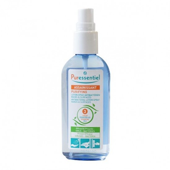 Puressentiel assainissant lotion spray antibactérien mains et surfaces 80ml