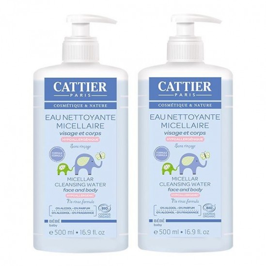 Cattier bébé eau nettoyante micéllaire lot 2x500ml