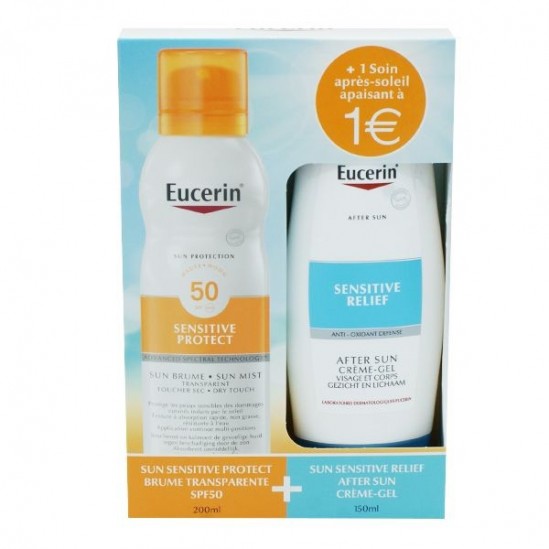 Eucerin sun brume sensitive protect SPF50 200ml + après soleil 150ml pour 1€ de plus