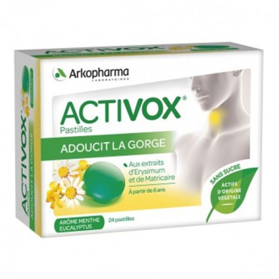 Arkopharma activox pastilles pour adoucir la gorge arôme menthe eucalyptus 24 pastilles