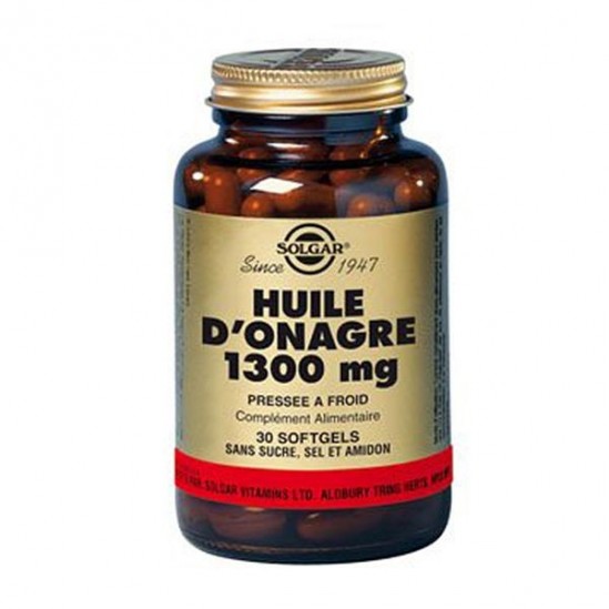 Solgar huile d'onagre 1300mg 30 gélules Solgar huile d'onagre 1300mg 30 gélules