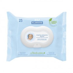 Klorane lingettes nettoyantes douceur visage et mains 25 lingettes