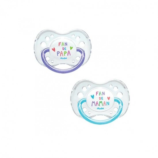 Dodie sucette duo fan papa/maman n°A44 silicone de plus de 18 mois