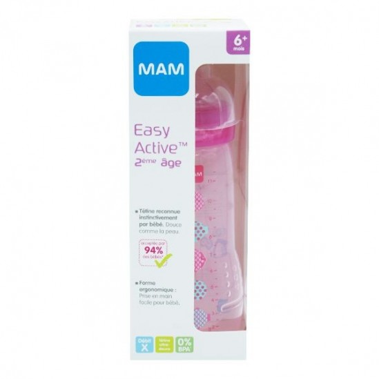 Mam biberon 2ème âge cercle rose 330ml