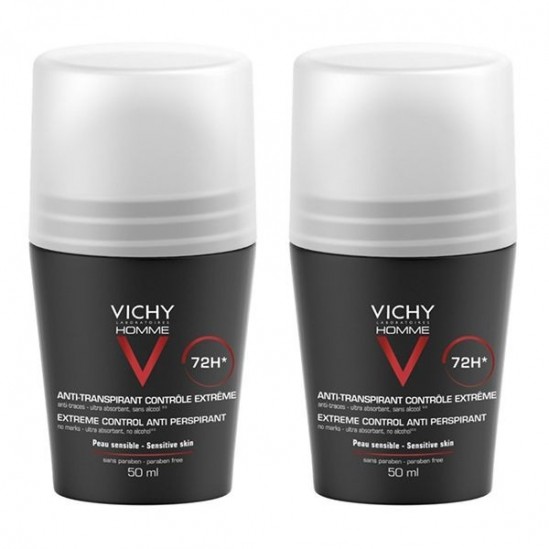 Vichy Homme Déodorant anti-transpirant bille 50ml x2