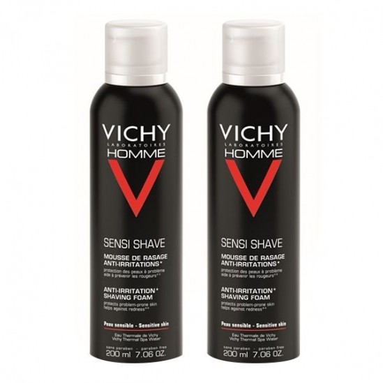 Vichy homme mousse de rasage anti-irritations 200ml x2