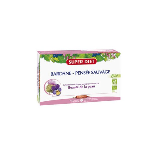 Superdiet Bardane pensée sauvage bio complément alimentaire 20 ampoules 300ml