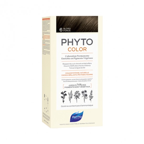 Phyto Color Coloration 6C Soin Permanente Haute Brillance aux Pigments Végétaux Blond Foncé cuivré