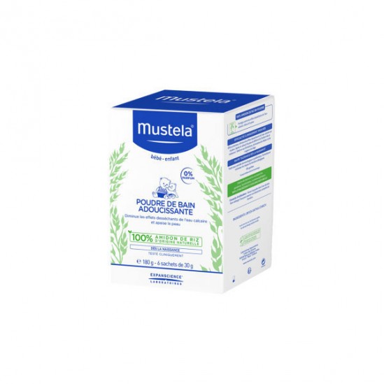 Mustela poudre de bain adoucissante 6 sachets de 30g