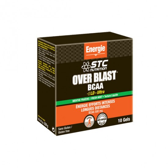 Stc nutrition over blast bcaa ld ultra gel énergétique menthe fraiche 10x25g