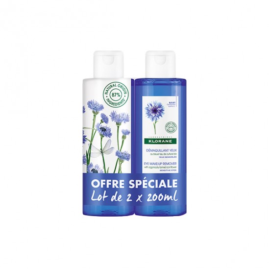 Klorane bleuet lotion démaquillante apaisante 2x200ml