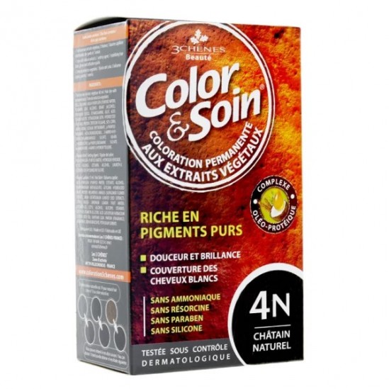 Les 3 chênes color & soin coloration châtain naturel 4N 135ml Les 3 chênes color & soin coloration châtain naturel 4N 135ml